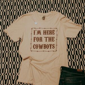 Beige Graphic Tee with Cowboy Print